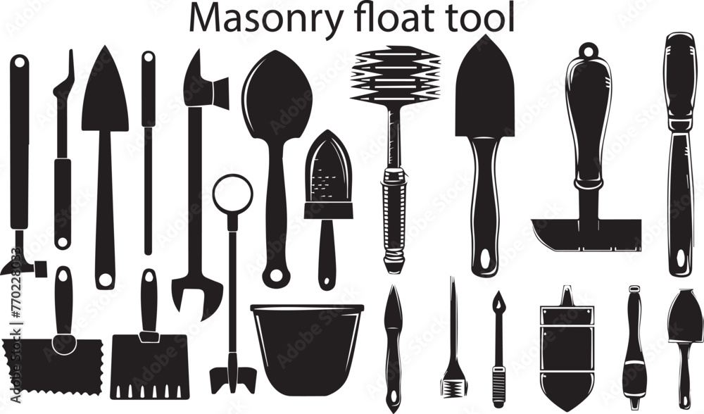 Set of Silhouette Masonry Float Tools Vector Illustration. Set of Silhouette Masonry Float Tools Vector Illustration.