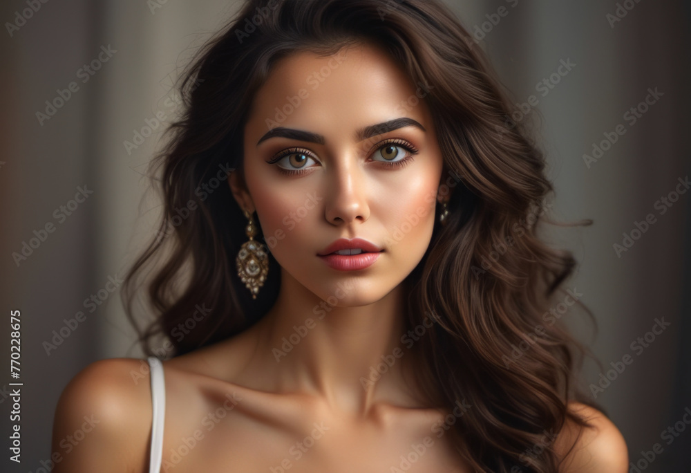 A Portrait Of Breathtakingly Gorgeous, Exotic, Beautiful Woman.
A Portrait Of Breathtakingly Gorgeous, Exotic, Beautiful Woman.