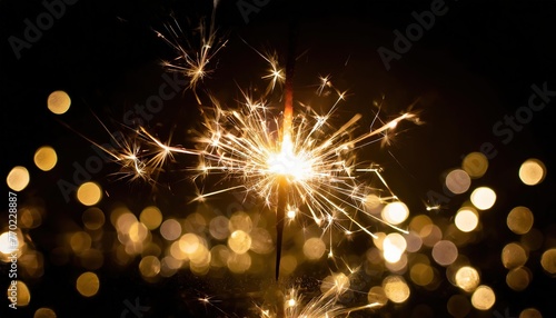 Sparking Celebration  A Close-Up of a Lit Sparkler at Night