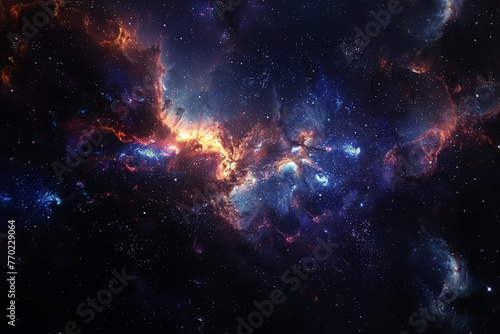 Abstract outer space endless nebula galaxy background. Generative AI