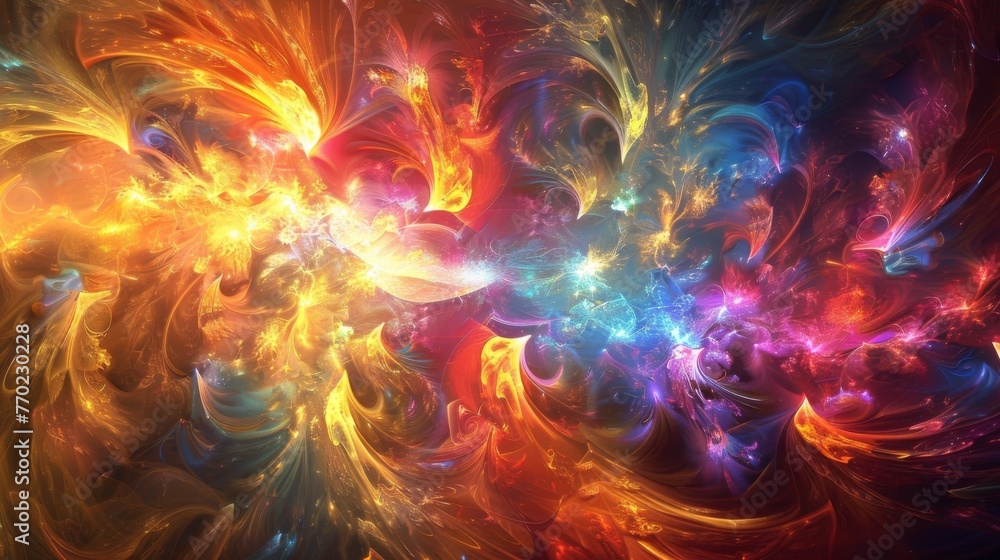 A mesmerizing display of fractal energy bursts bursting with a vibrant spectrum of colors. A mesmerizing display of fractal energy bursts bursting with a vibrant spectrum of colors.