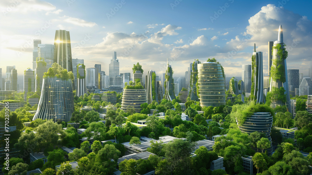 Fototapeta premium Futuristic Eco-Friendly City Architecture