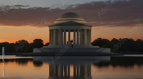 Sunset over Thomas Jefferson Memorial at Washington D.C., USA.generative.ai