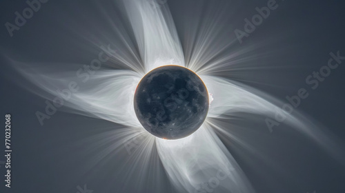 A stunning solar eclipse with the moon perfectly aligning with the sun and creating an aweinspiring celestial event. . .