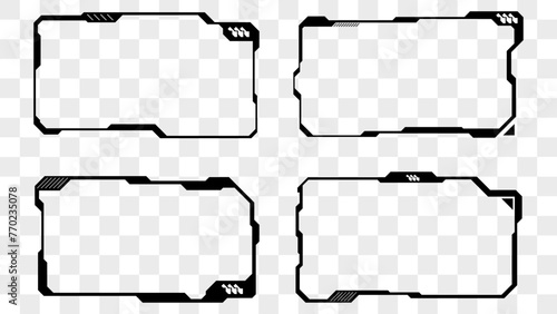 retro futuristic frame collection set on black and white