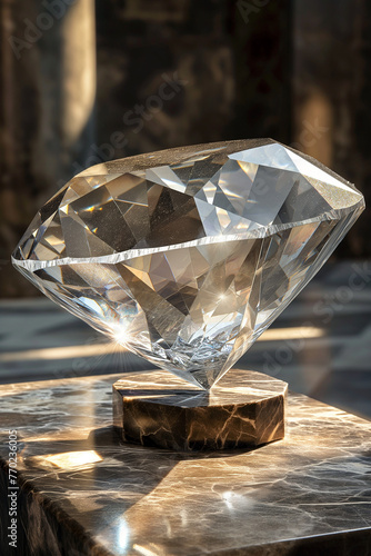 A silver diamond sits on the auction block.