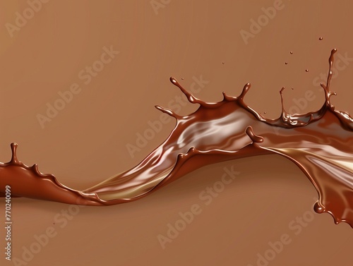 A chocolate splash is splashing on a brown background