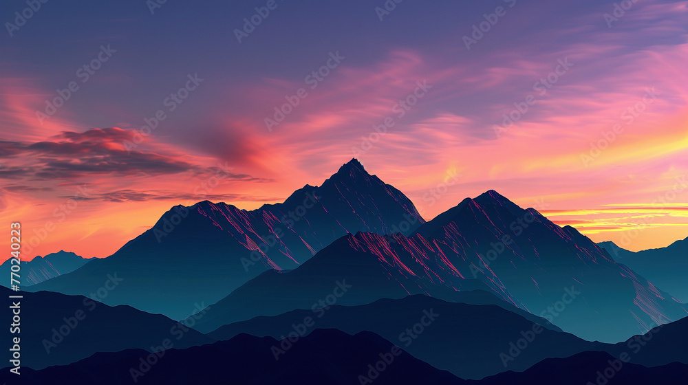 Majestic Mountain Peaks Embracing the Dawn's Light