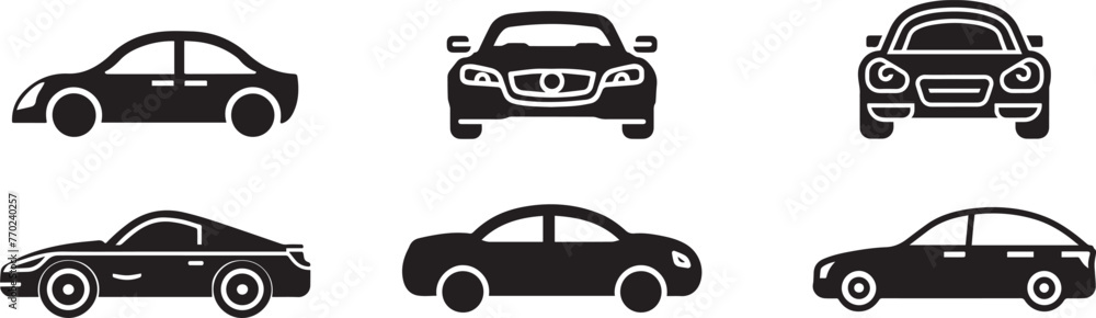 Car icon set on white background. Transport symbol. Vector illustration.