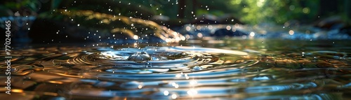Close view of a rippling creek, photorealistic, vibrant natural colors, sunlight ,digital photography,Prime Lenses