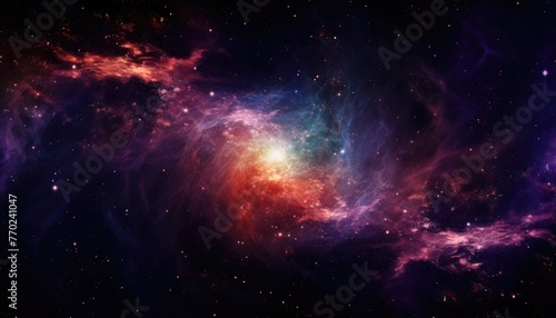 Colorful nebula rising start  red giant  black hole  deep space