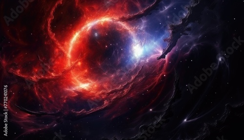 Colorful nebula rising start, red giant, black hole, deep space © shahzaib