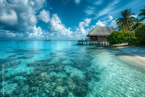 paradise seascape maldives, tropical summer backround