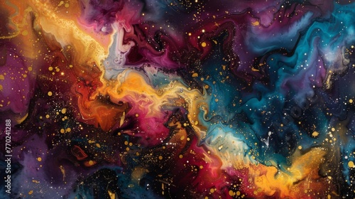 A galaxy of opulent colors embedded in a sea of inky velvet
