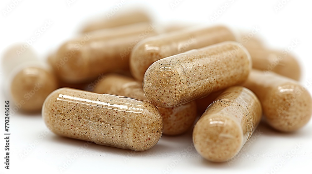 Division of vitamin supplements placed on a white background Division of vitamin supplements placed on a white background