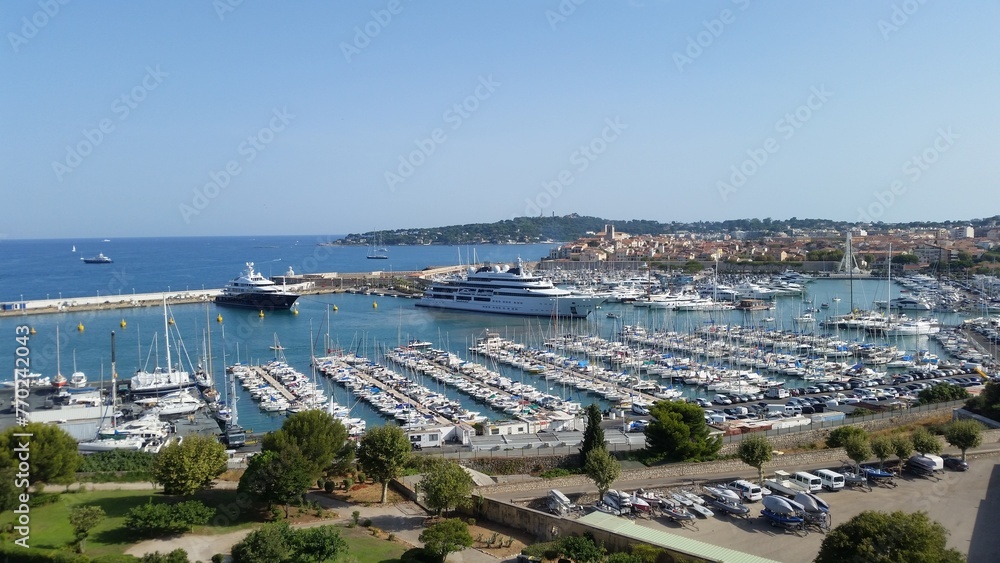 Moored boats in Antibes Vauban Harbor  ( Le quai des milliardaires )  - French Riviera - South of France