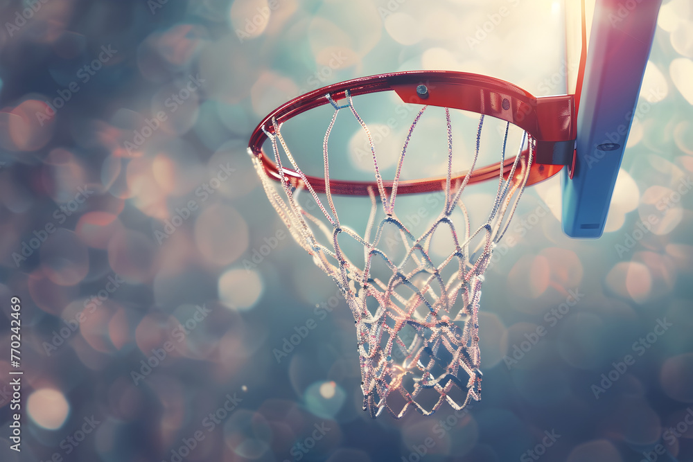 Basketball Swooshes Through Net in Closeup Sports Game Concept with High Detail and Realism
