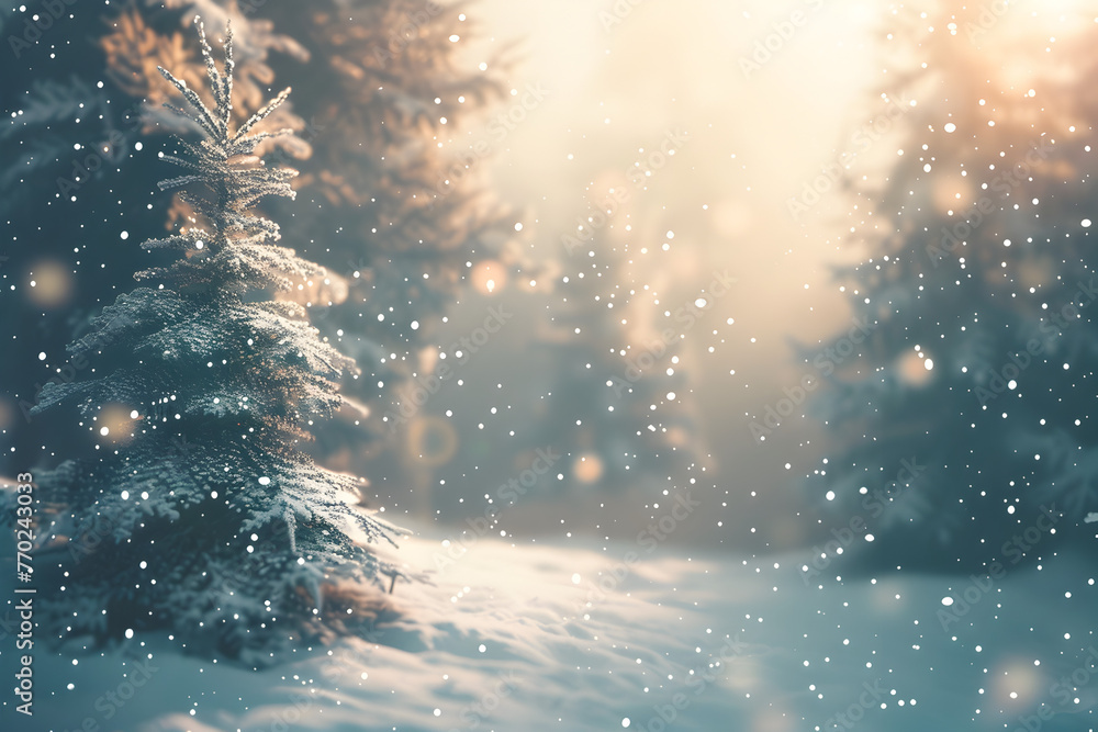 Winter Wonderland Background with Delicate Snowfall