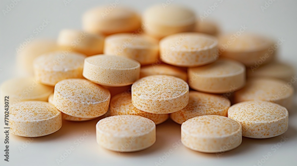 Division of vitamin supplements placed on a white background Division of vitamin supplements placed on a white background