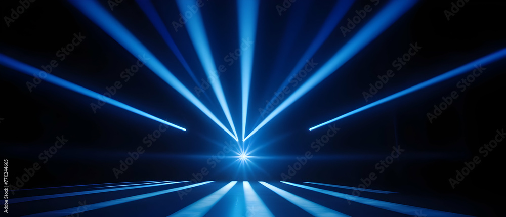 Fototapeta premium Bright beam projector scene, abstract effect spotlight lighting blank background