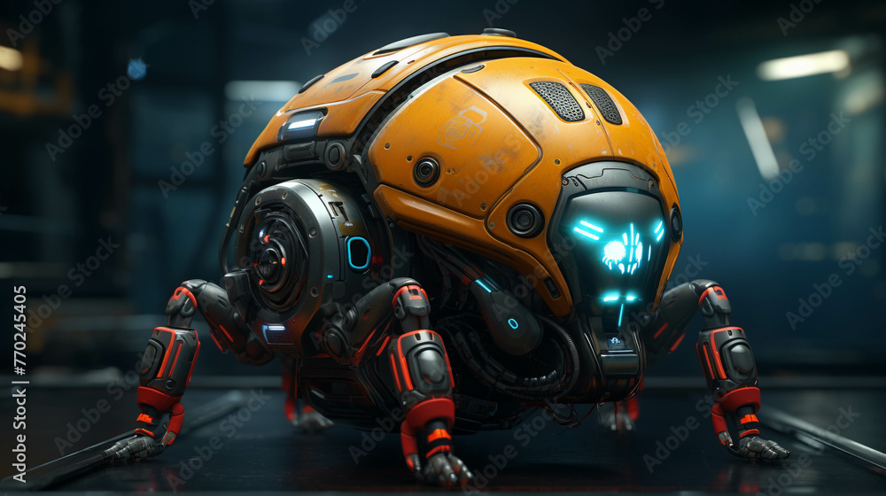 orange robot cyborg  high definition(hd) photographic creative image