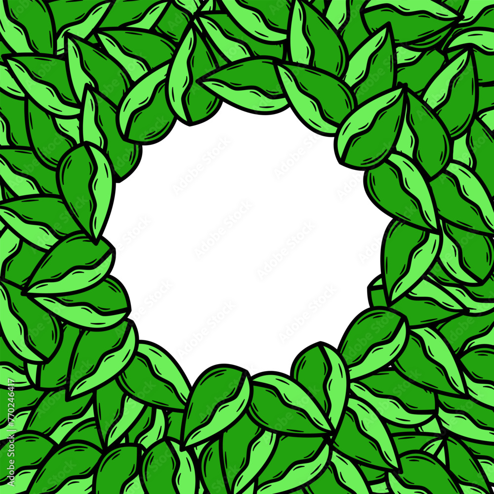 Fototapeta premium Leaf floral abstract pattern background circle concept flat design. Leaves illustration. 