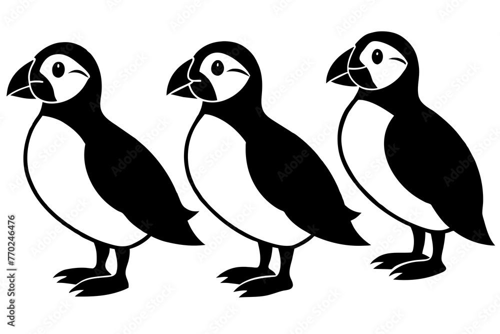 Fototapeta premium puffin bird silhouette vector illustration