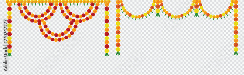 Toran marigold, Traditional indian, marigold, durga puja, Vector marigold, decoration, flower, ganapati. diwali. karwa choth. dasara onam indian festivals on. transparent, background PNG, 