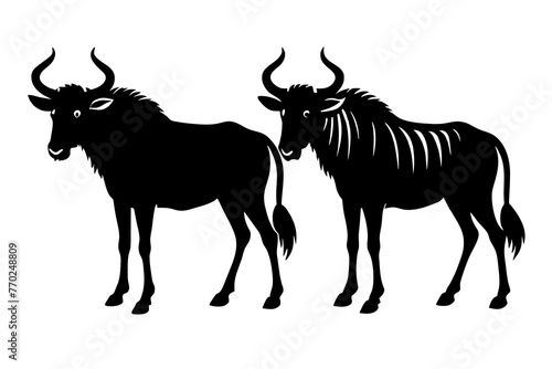 wildebeest cow silhouette vector illustration
