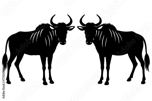 wildebeest cow silhouette vector illustration