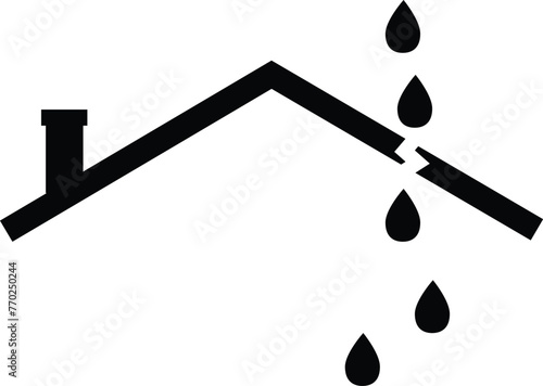 leak roof icon. leaking roof house sign. ceiling leak symbol. flat style. © theerakit