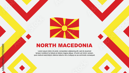 North Macedonia Flag Abstract Background Design Template. North Macedonia Independence Day Banner Wallpaper Vector Illustration. North Macedonia Template