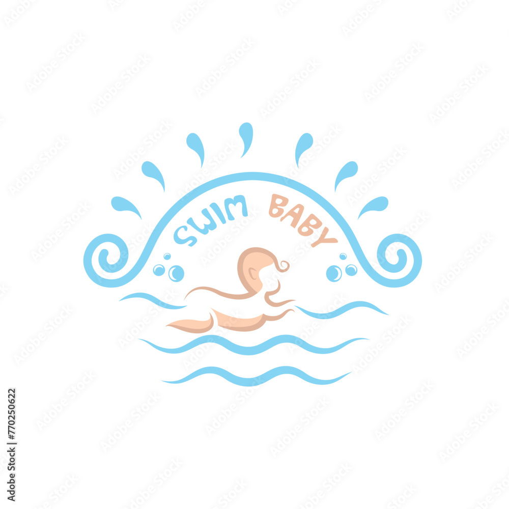 baby swimming course icon vector illustration concept design template