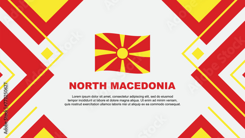 North Macedonia Flag Abstract Background Design Template. North Macedonia Independence Day Banner Wallpaper Vector Illustration. North Macedonia Illustration