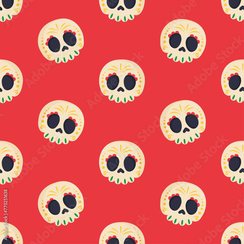 Skull seamless pattern cinco de mayo 