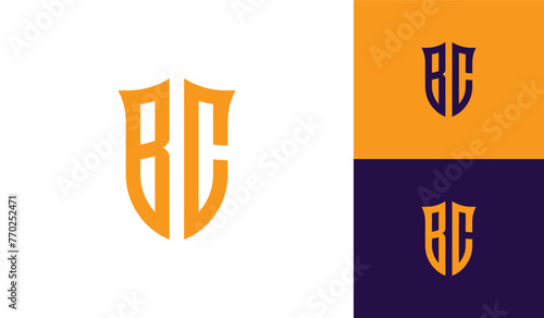 Letter BC shield initial esport logo design