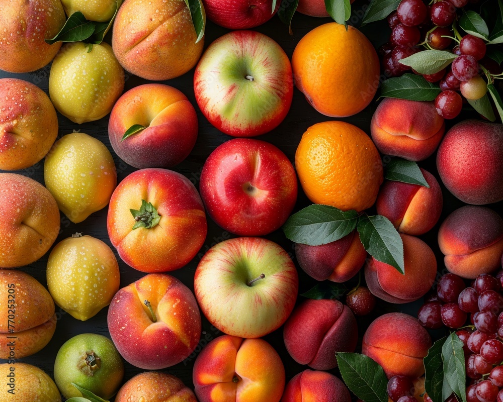 Craft a visually striking image showcasing a medley of fruits that evoke the essence of earth From the crunch of an apple to the juiciness of a peach, each fruit should symbolize growth Craft a visually striking image showcasing a medley of fruits that evoke the essence of earth From the crunch of an apple to the juiciness of a peach, each fruit should symbolize growth