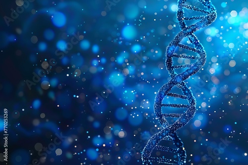 Blue science DNA helix background.