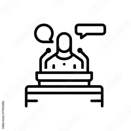 Black line icon for speech