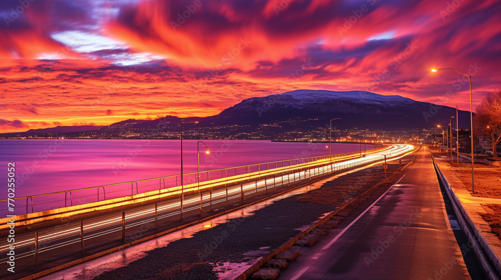 Fototapeta premium sunset in the city high definition(hd) photographic creative image