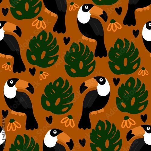 seamless pattern with toucan