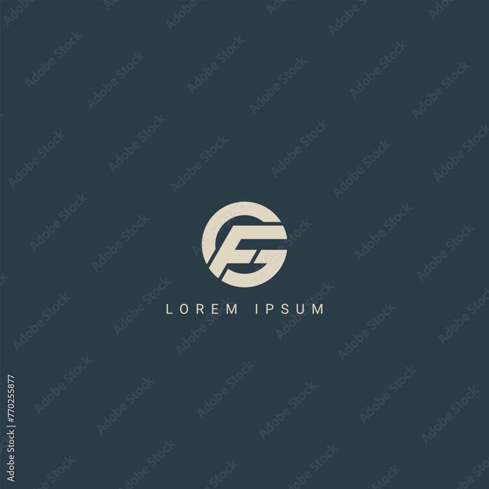Obraz premium Abstract letter GF FG monogram logo vector template. Initial based minimal flat icon vector.