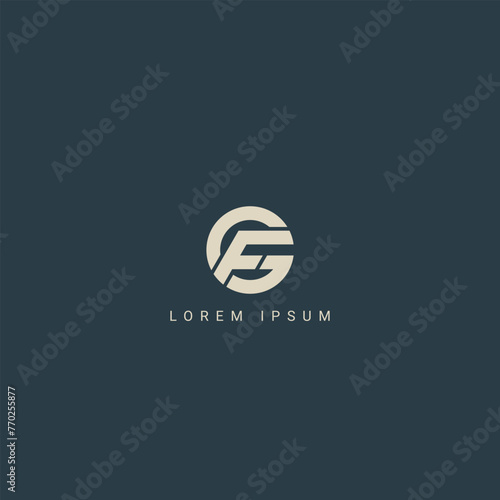  Abstract letter GF FG monogram logo vector template. Initial based minimal flat icon vector.