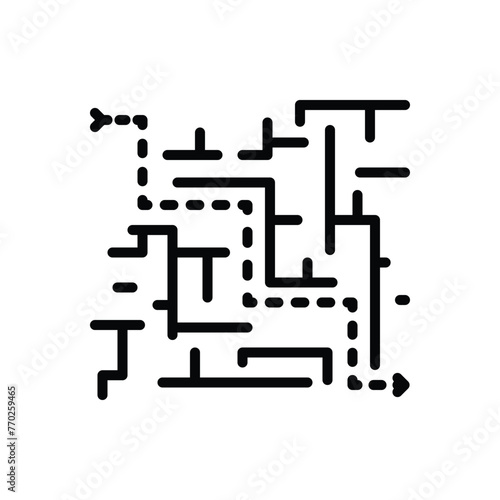 Black line icon for puzzles