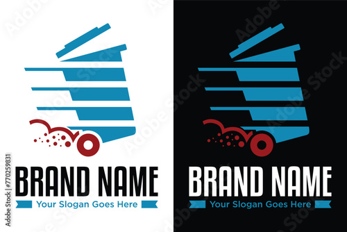 Simple modern speed trash bin illustration vector logo design