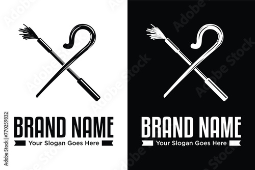 simple modern shepherd staff illustration vector logo design