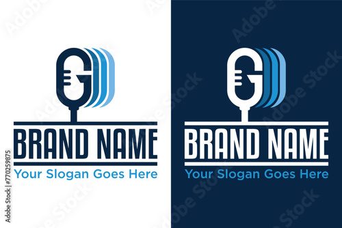 simple modern letter G podcast mic illustration vector logo design