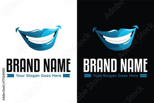 modern simple smile teeth tooth dentist illustration vector logo design