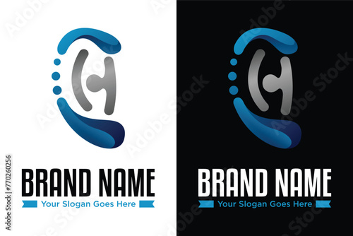 Simple modern hearing aid letter h illustration vector logo design