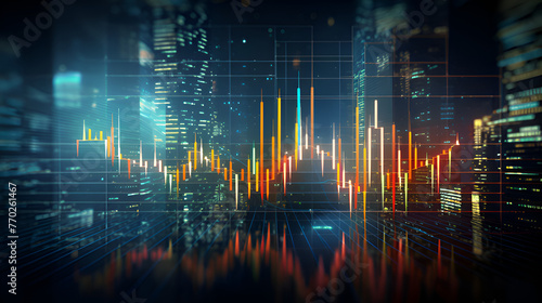 Stock market chart lines Trends Data visualization Technical analysis Investment dark background photo